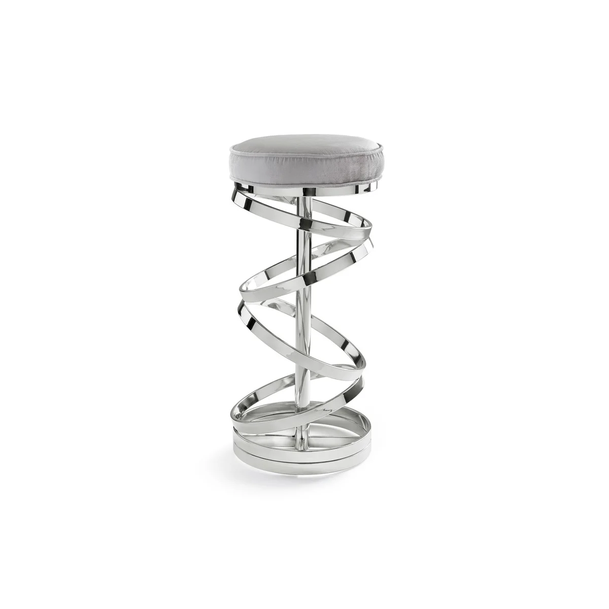 GLAM BAR stool GY BAR 8530 E Grey Velvet Polished silver frame